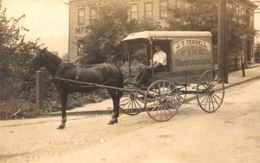 Groceries Horse-Drawn Wagon Real Photo