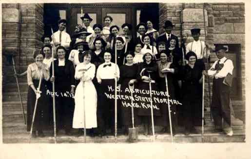 Kansas State Normal Students with Rakes RP