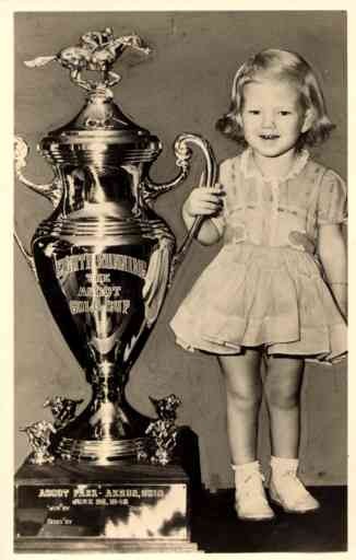 Girl by Horse Racing Gold Cup Ohio Real Photo