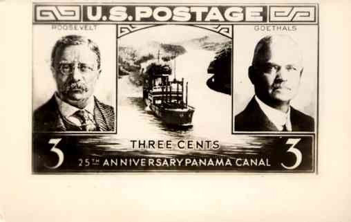 Enlarged Stamp Pres. Roosevelt Panama Canal RP