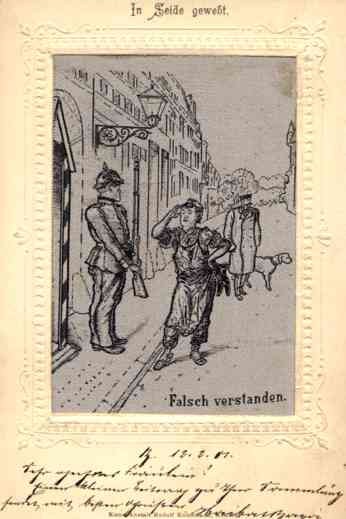 Shoemaker Saluting German Guard Woven Silk