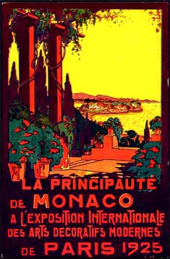 Paris Expo 1925 Monaco Art Deco Travel Poster
