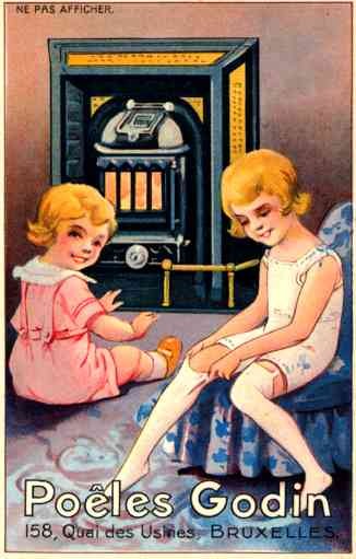 Fireplace Girl Trying On Stockings Advert Stove