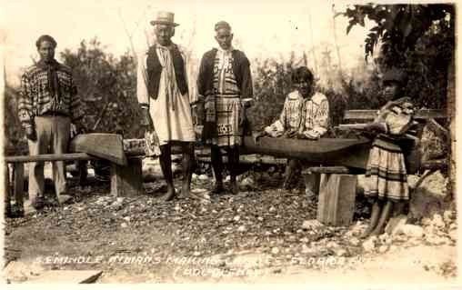 FL Everglades Seminole Indians Making Canoe RP