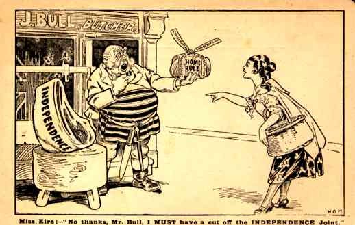 Irish Woman Asking John Bull Political Satire