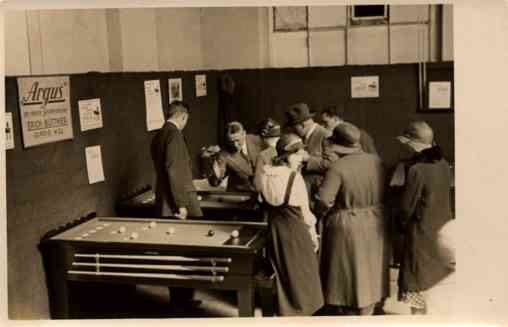 Family Looking at Billiards Players Real Photo