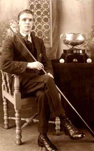 Billiards Champion by His Trophy Real Photo