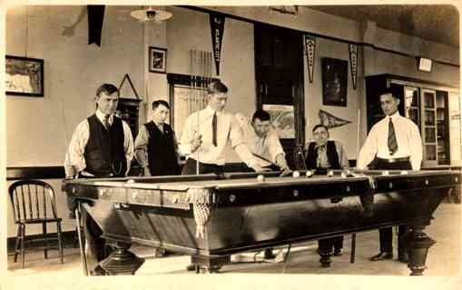 Billiards Palyers Around Table Real Photo