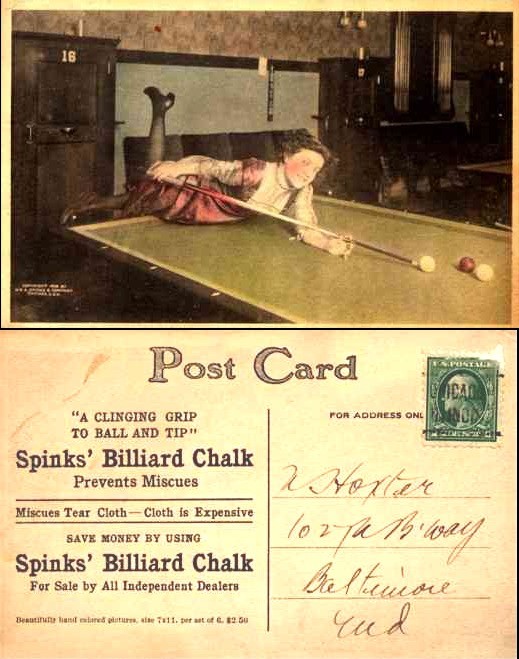 Girl on Billiards Table Advert Billiard Chalk