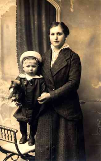 Mother Son with Teddy Bear Real Photo