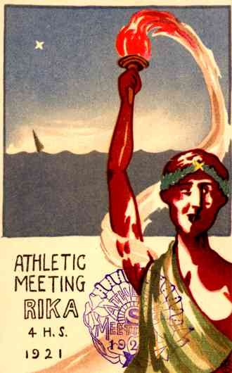 Athlete Holding Up Torch Meeting 1921