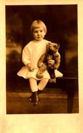 Girl Holding Teddy Bear Real Photo