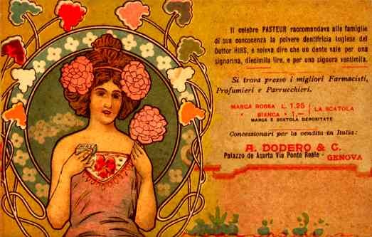 Advert Dental Powder Lady Art Nouveau