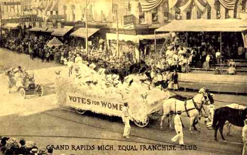 Womens Suffrage Float Parade Grand Rapids MI