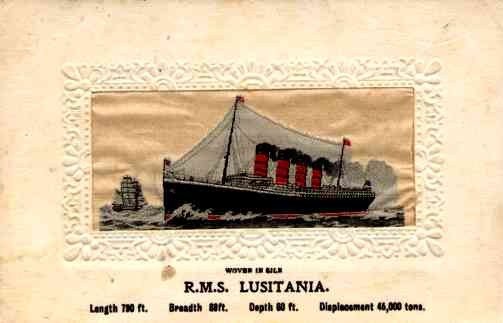 Embroidered Silk Ocean Liner Lusitania