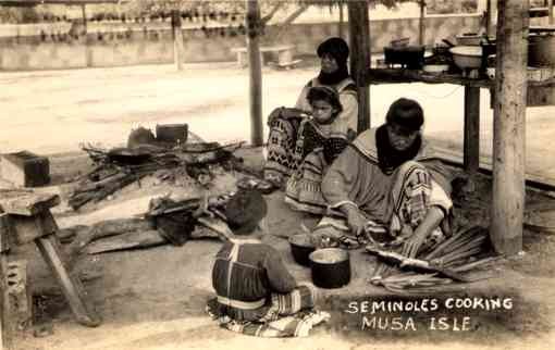 Seminole Indians Cooking FL Miami Real Photo