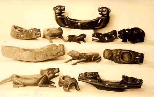 Alaska Wood Carved Animals Real Photo