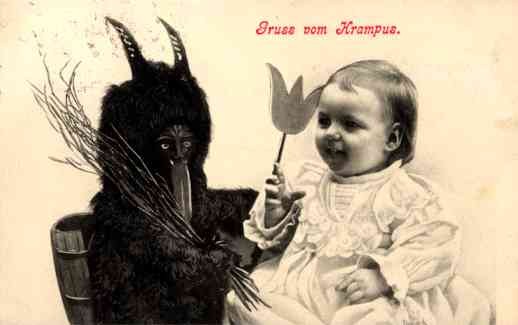 Baby with Tulip and Stuffed Toy Krampus