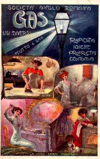 Advert Gas Ironing Lady Italian