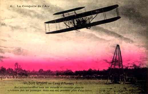 Biplane with Wright in France