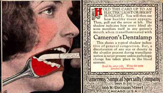 Advert Dentalamp of Cameron's Co. Novelty