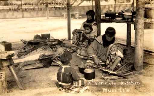 Seminole Indian Woman Making Fish FL RP