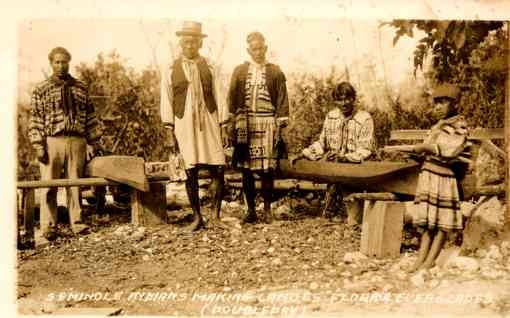 Seminole Indians Making Canoes FL RP