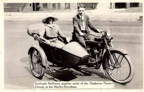 Artist Hoffman in her Harley-Davidson RP