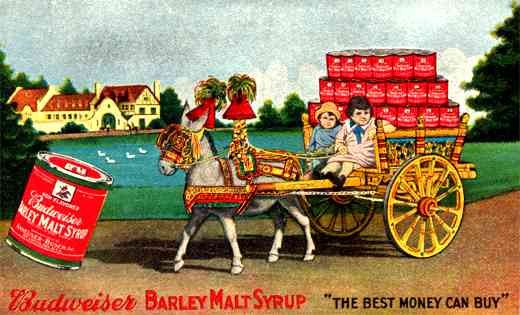 Advert Syrup Donkey-Drawn Carriage with Cans