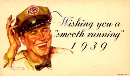 Advert Amoco Gasoline Smiling Driver 1939