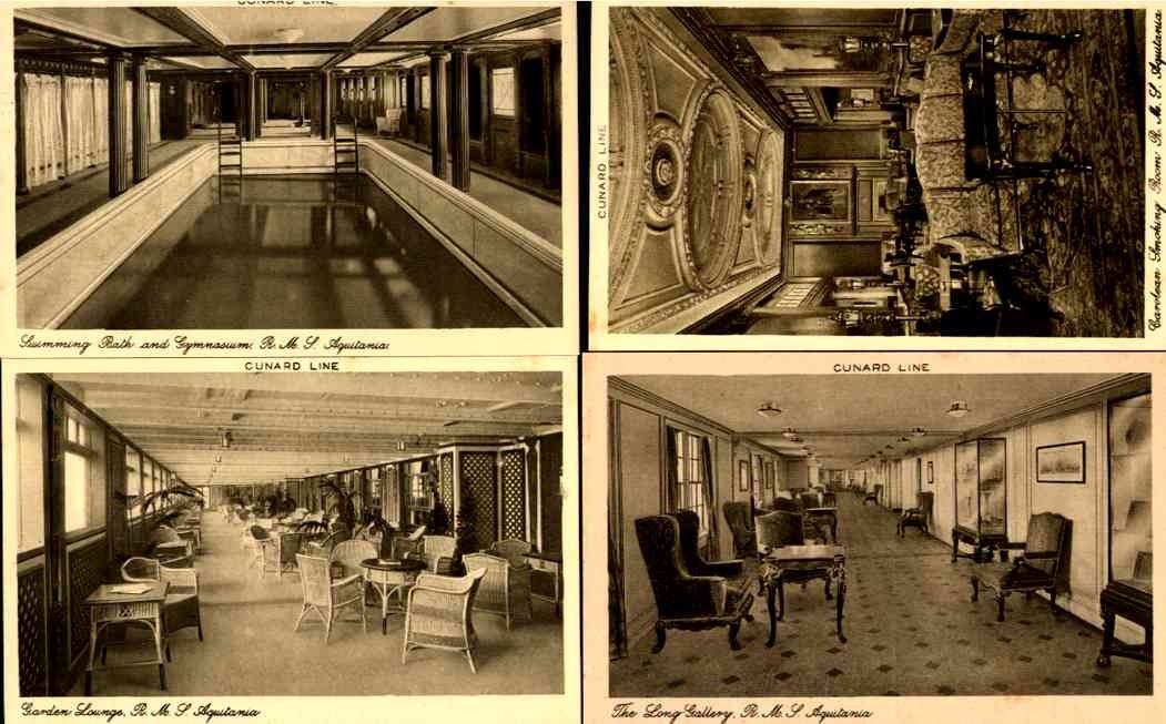 Cunard Line Interior of Aquitania Set