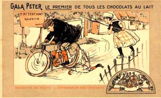 Advert Chocolate Motorcyclist over Goose