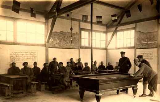 Military Playing Billiards Real Photo