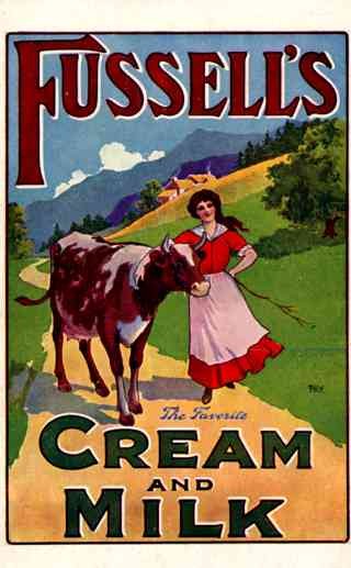 Advert Cream & Milk Cow British