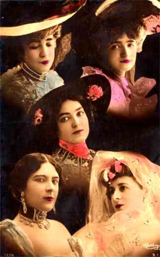Girls Portraits Real Photo French Hand-Tinted