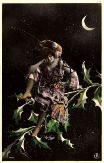 Lady Moon Hand-Tinted Real Photo French