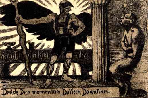 German Secessionist Art Angel & Devil