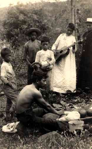 Hawaiian Family Guitar Real Photo