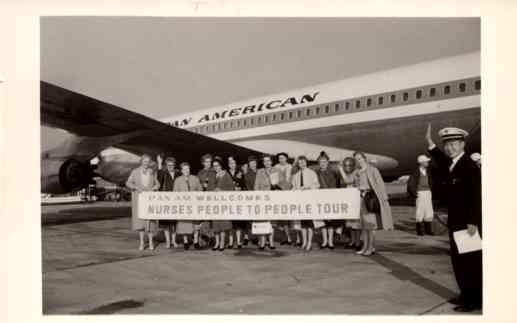 Nurses & Airplane Pan Am Real Photo