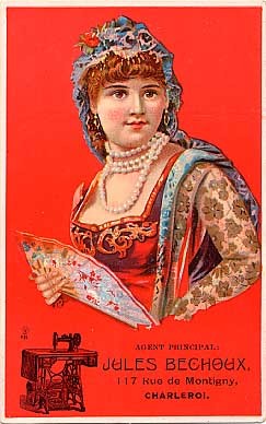 Advert Sewing Machine Lady Fan