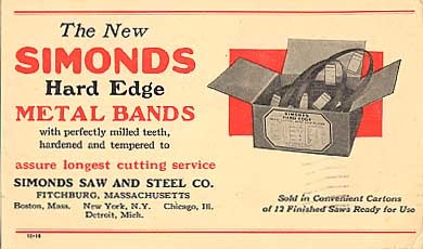 Simonds Saw & Steel Co. Advert
