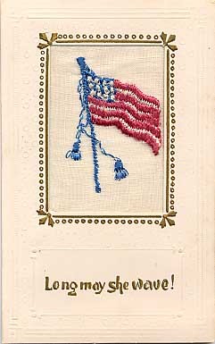 American Flag Embroidered Silk