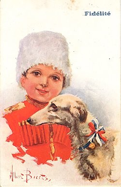 French Boy Russian Borzoi Dog