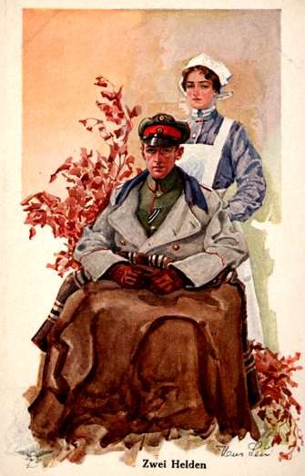 Red Cross Nurse Officer in Chair WWI