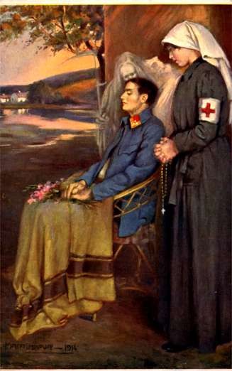 Red Cross Nurse Death Kissing Wounded WWI