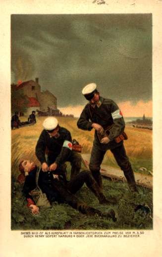 Red Cross Orderly Wounded in Filed WWI