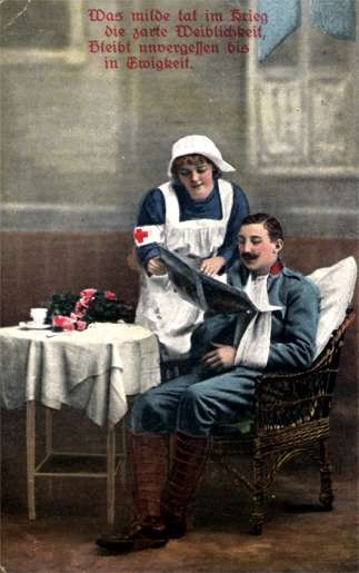 Nurse Reading Wounded WWI