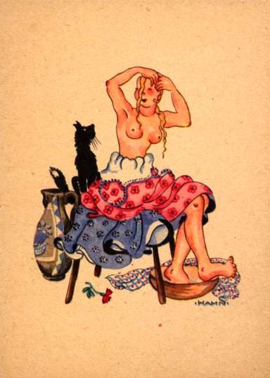 Semi-Nude with Cat