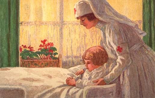 Nurse Helping Child in Bed