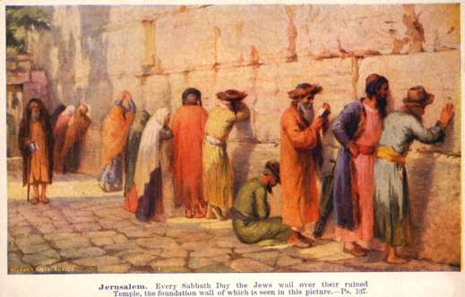 Jews by Wailing Wall at Jerusalem Israel